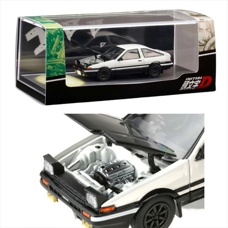 Hobby japan 1/64 toyota sprinter trueno gt apex ae86 initial d engine mounted model with tomoyuki ta, , medium-null