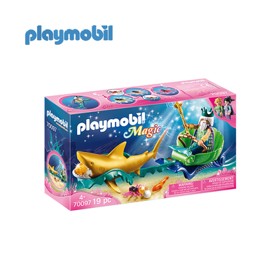 Playmobil king of the sea with shark carriage, , medium
