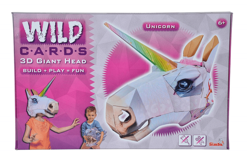 Wild cards-unicorn paper head 3d, , medium-null