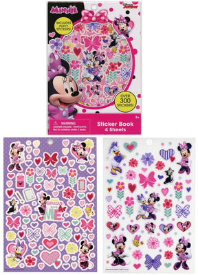 Disney minnie sticker pad set for kids - 4 sheets with over 300 stickers, , medium