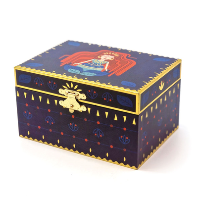 Svoora musical jewelry box celestial with ring holder & wide mirror vespera