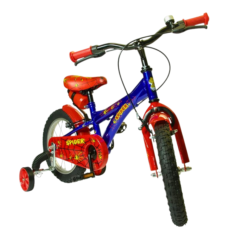 Product image: Ποδήλατο spider σε μπλέ/κόκκινο χρώμα με βοηθητικές ρόδες 16″ για ατέλειωτες βόλτες 53167, 4-6 ετών, , medium-null