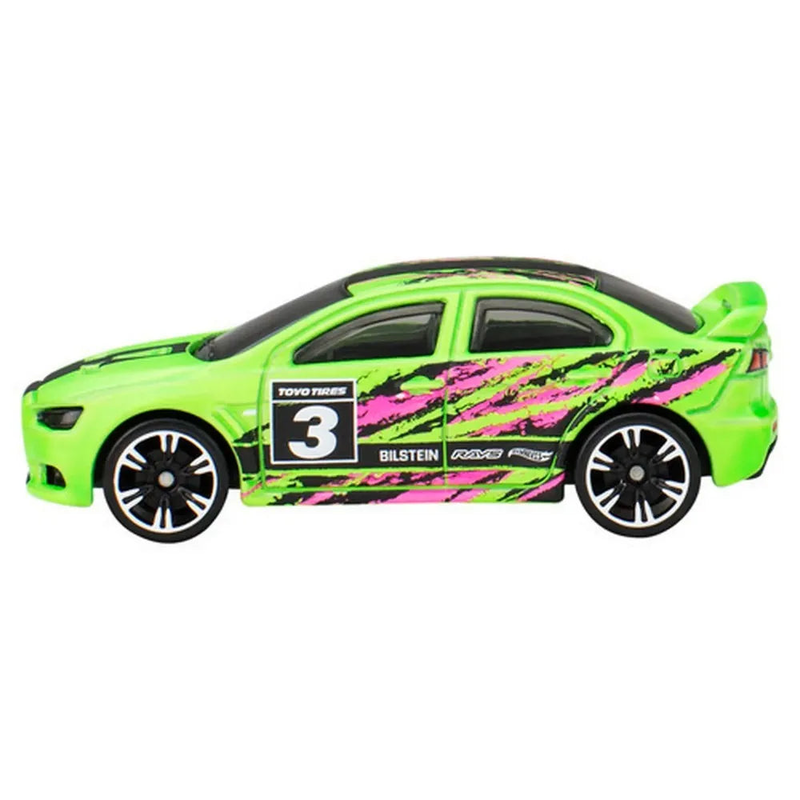 Hot wheels 1:64 2008 lancer evolution silver series neon speeders 3:8 jcb02 hlh72, , medium-null