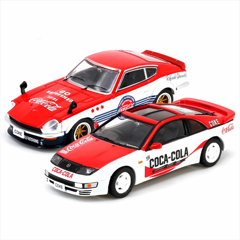 Inno models 1/64 set of 2 nissan fairlady z s30 + s32 *coca cola* livery, red/white, , medium-null