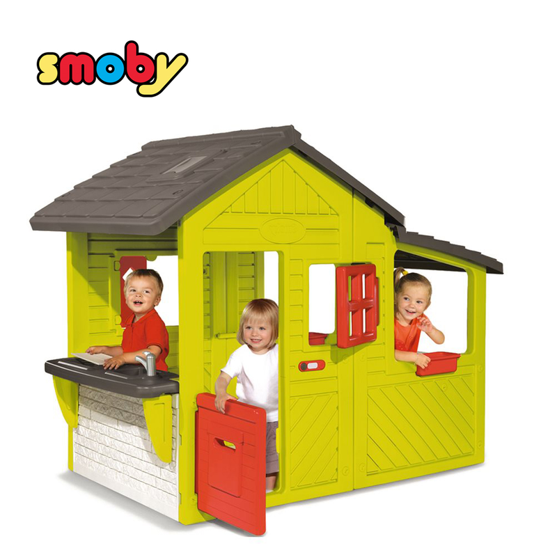 Smoby playhouse with barbecue and conservatory, , medium-null