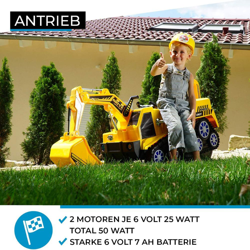 Product image: Fd2811 ηλεκτροκίνητο παιδικό φορτηγό με φτυάρι, φωτάκια, μουσική και κόρνα 6v, 4.5ah, 140x54x70cm, , medium-null