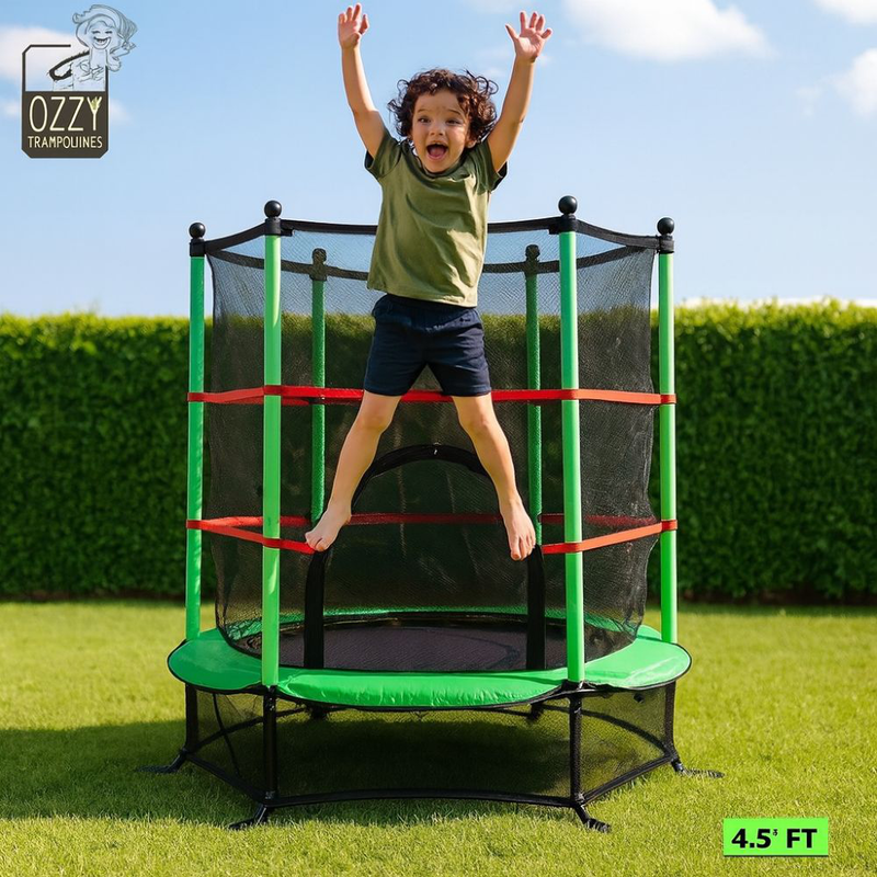 Ozzy τραμπολίνο παιδικό 4.5ft με δίχτυ ασφαλείας & αντοχή έως 45kg για ηλικίες 3–6 ετών, , medium-null