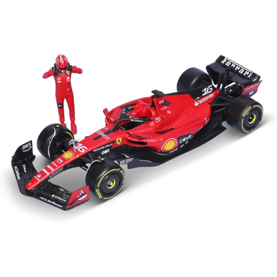 Bburago 1/24 - ferrari formula 1 2023 sf-23 with driver figure #16 charles leclerc f1 - red diecast, , medium
