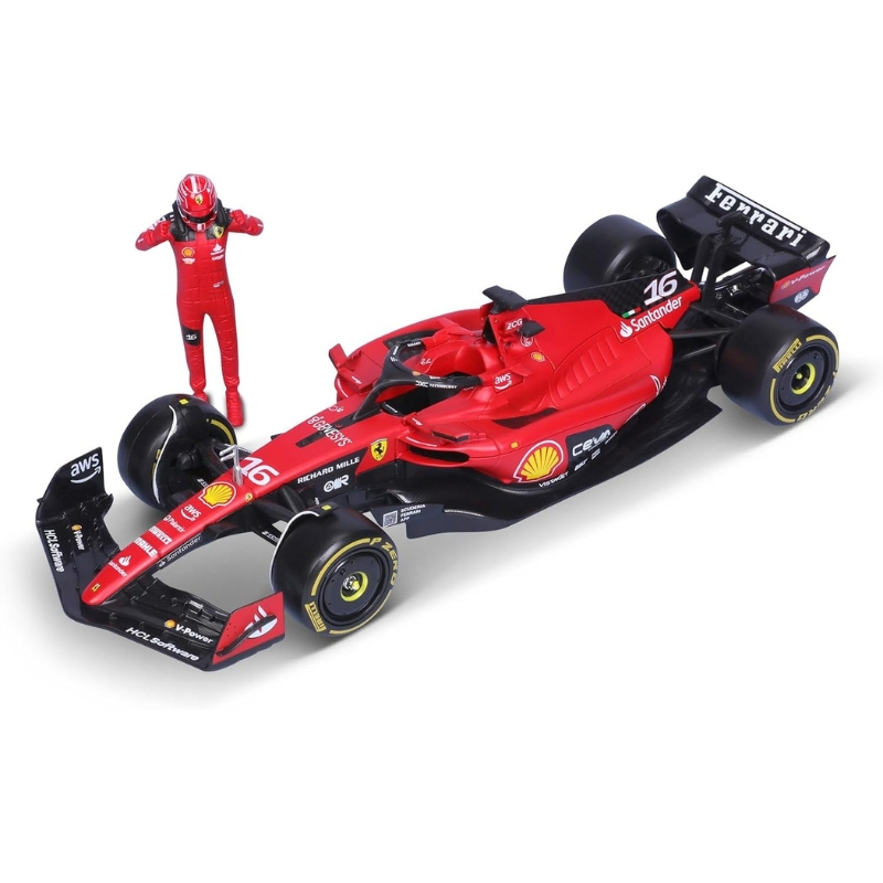 Product image: Bburago 1/24 - ferrari formula 1 2023 sf-23 with driver figure #16 charles leclerc f1 - red diecast, , medium-null
