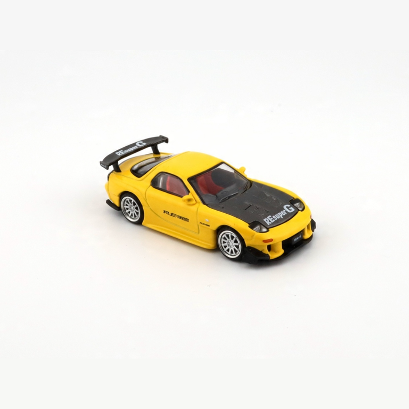 Pop race 1:64 mazda rx-7 re amemiya yellow pr64-116, , medium-null
