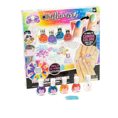 Influencer rainbow manicure πολύχρωμο σετ διακόσμησης νυχιών με βερνίκια που αλλάζουν χρώμα & glitter για λαμπερές εμφανίσεις, , medium