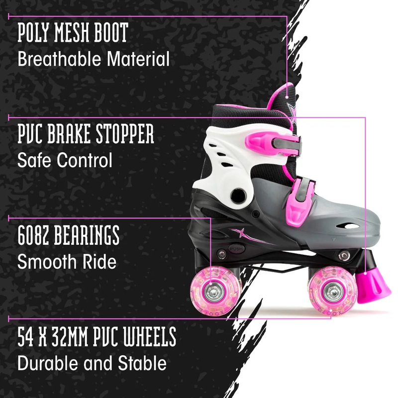 Xootz led quad roller skates - pink, , medium image number null
