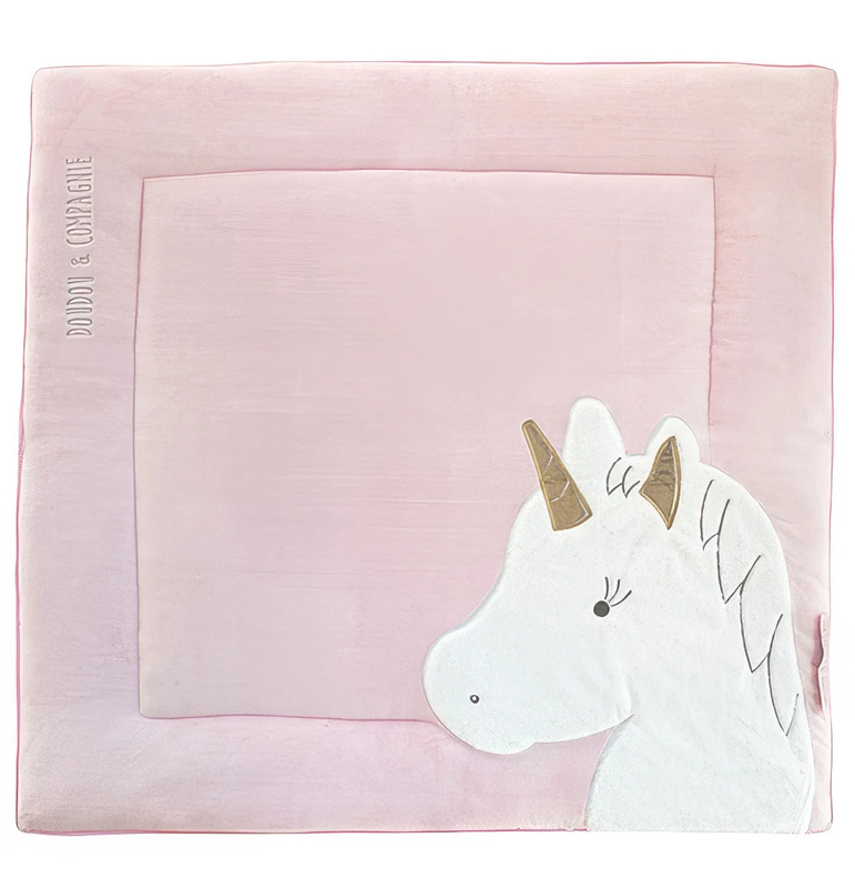 Doudou et compagnie bear playpen mat, pink/gold 100 x 100 cm, , medium-null