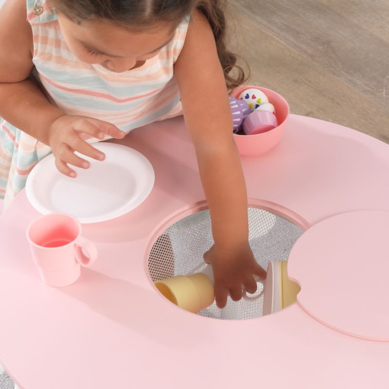 Product image: Kidkraft round storage table 2 chairs set - white/pink 26165, , medium-null