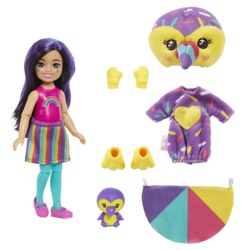Product image: Barbie small dolls & accessories, cutie reveal chelsea toucan doll hkr16, , medium-null