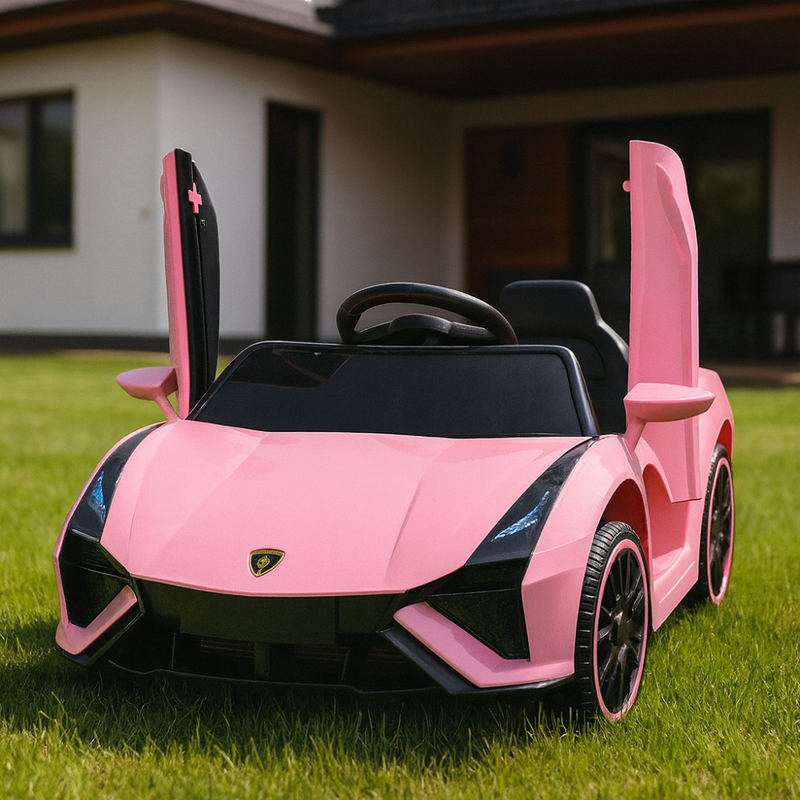 Lamborghini ηλεκτροκίνητο αυτοκίνητο μπαταρίας 12v 4.5ah μονοθέσιο με φώτα, μουσική & τηλεχειριστήριο ροζ, 3+ ετών, , medium-null