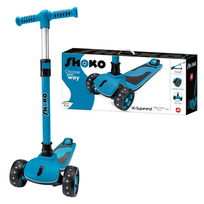 As shoko kids scooter x-speed with 3 wheels blue color for ages 4+ 50526, , medium