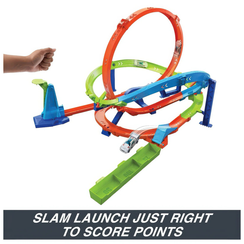 Hot wheels loop cyclone challenge car track set, , medium-null