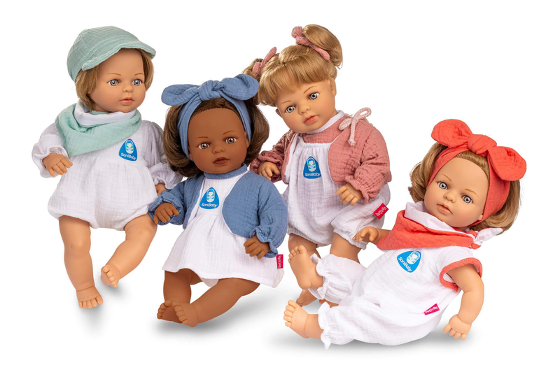 Berjuan sanibaby antibacterial doll with coral bow, , medium-null