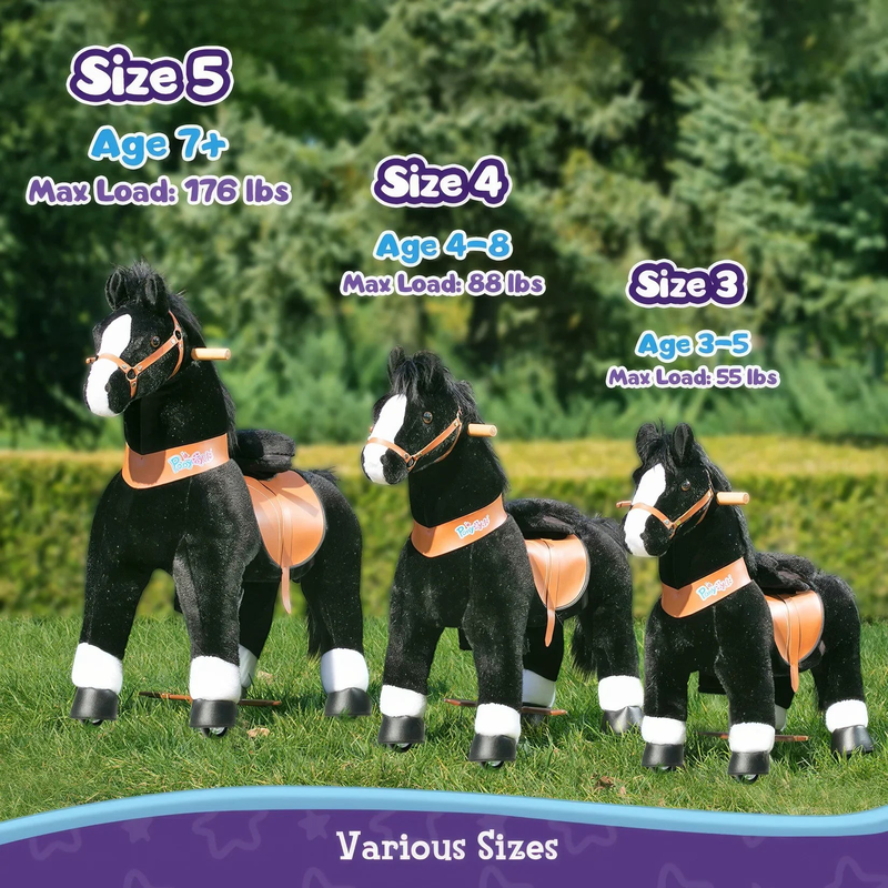 Ponycycle mechanically walking ride-on black horse - ages 4-8, , medium-null