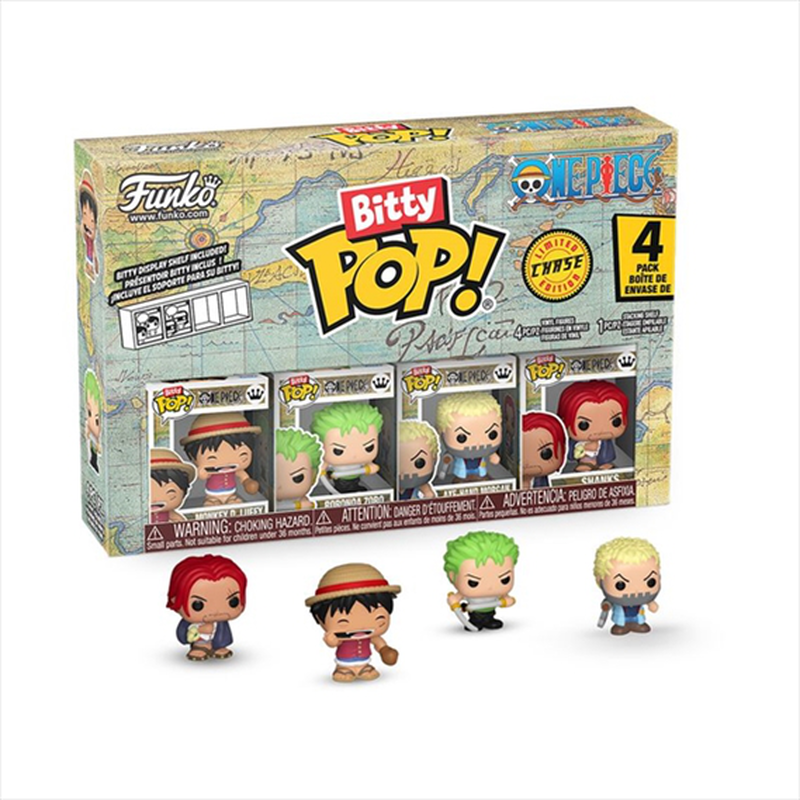 Funko bitty pop! 4-pack: one piece: monkey d. Luffy, roronoa zoro, axe-hand morgan vinyl figures, , medium-null