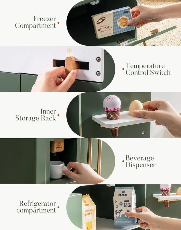 Robud wooden fridge pretend play set with accessories, , medium image number null
