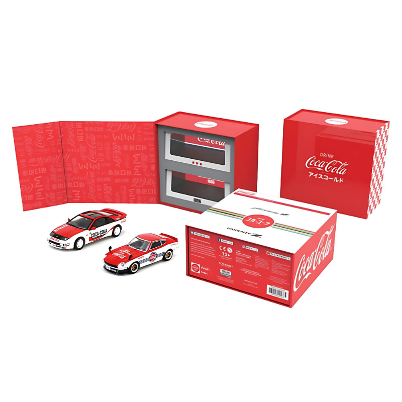 Inno models 1/64 set of 2 nissan fairlady z s30 + s32 *coca cola* livery, red/white, , medium-null