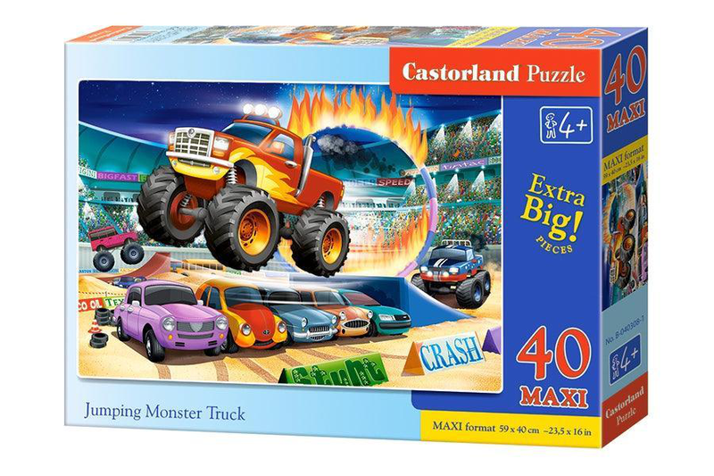 Castorland 40 piece jigsaw puzzle - jumping monster truck, , medium-null
