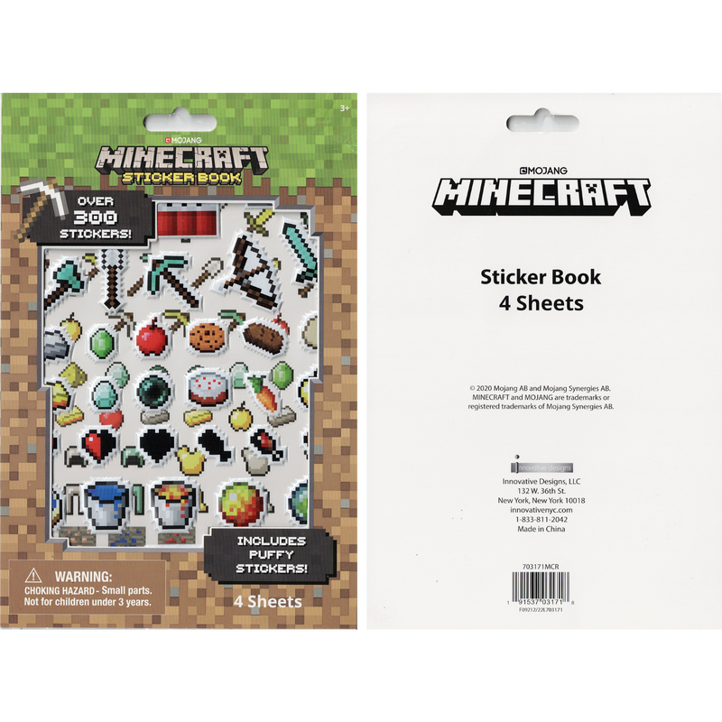 Minecraft sticker book - 4 sheets of stickers (over 300 stickers), , medium image number null