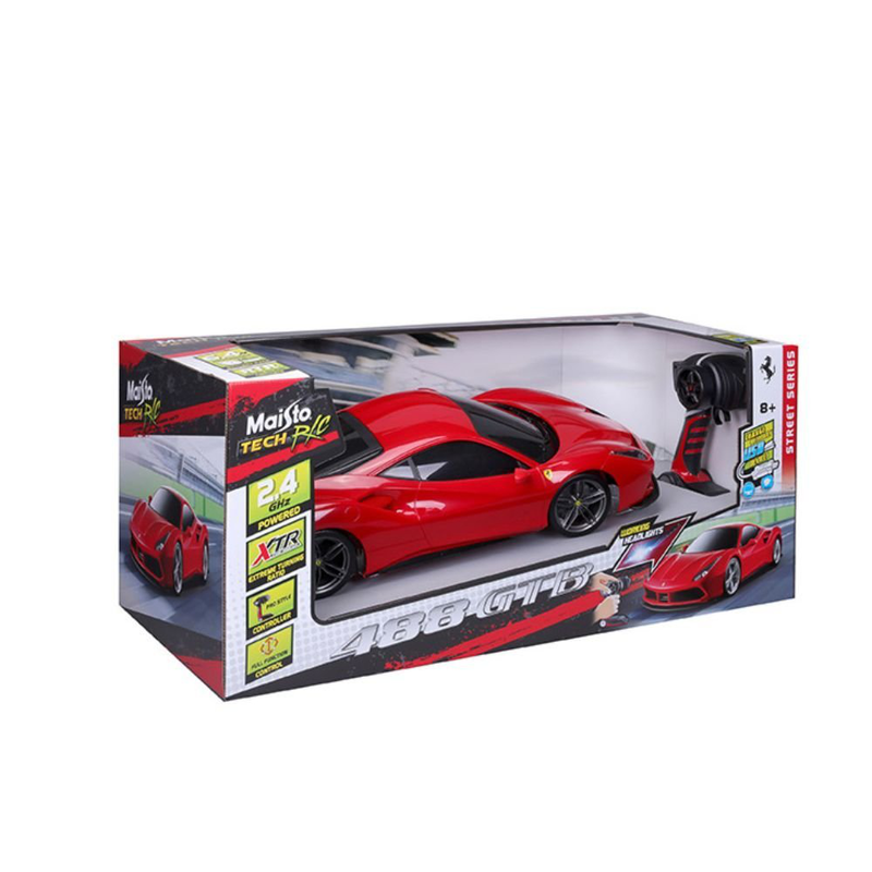 Maisto 82133 tech r/c ferrari 488 gtb με ενσωματωμένους προβολείς & τηλεχειριστήριο, , medium-null