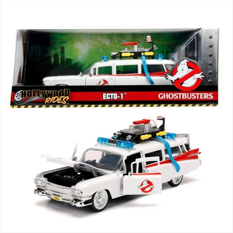 Jada 1/24 #99731 1959 cadillac ghostbusters ecto-1, white/red, , medium-null