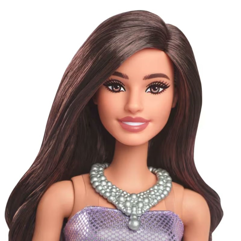 Barbie fashionistas -  brown hair with sequined purple dress hyt92, , medium-null