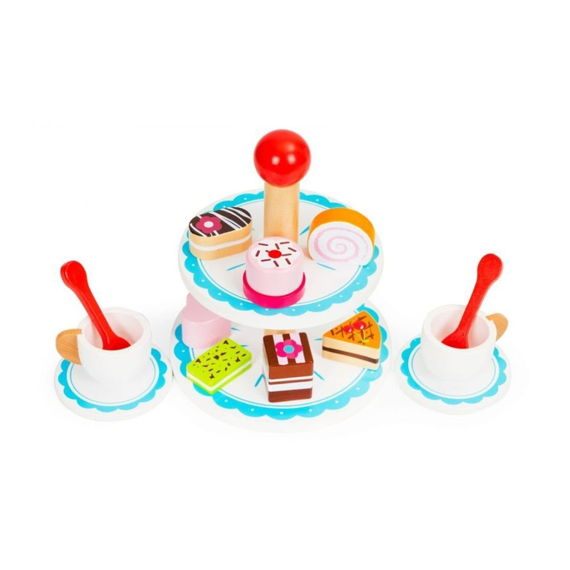 Product image: Phoohi ξύλινο σετ γλυκισμάτων, παιχνίδι ρόλων με πιατέλα, κούπες & μπισκότα για παιδιά από 3 ετών, , medium-null