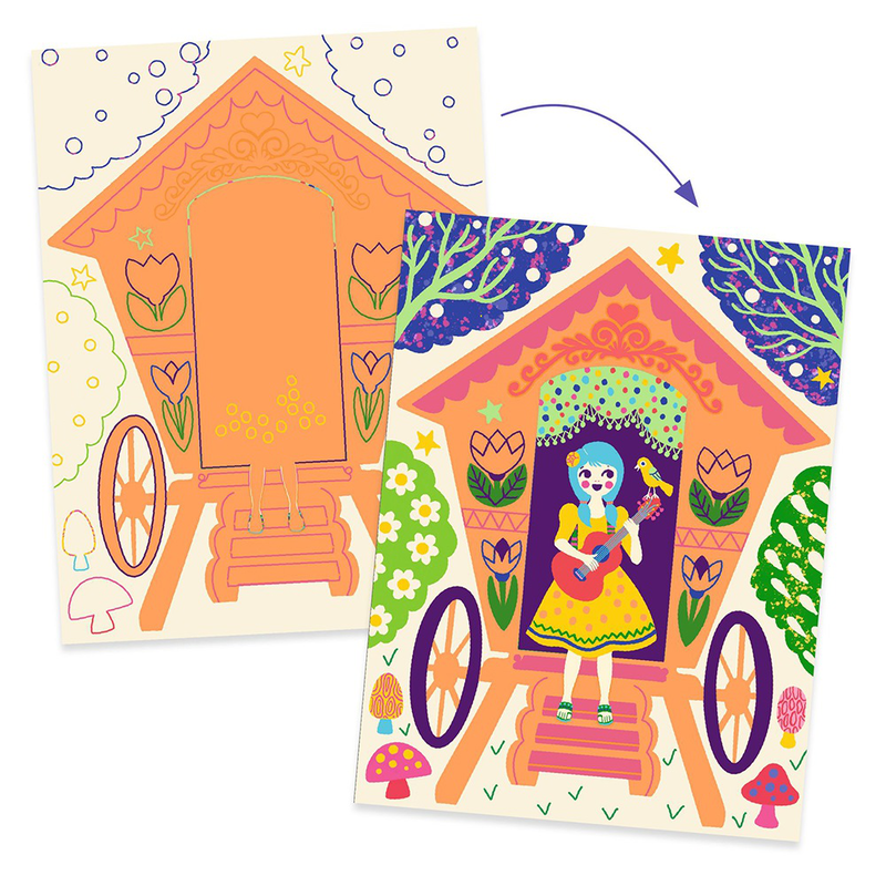 Djeco art and craft small gifts for older ones - scratch cards wacky houses, , medium image number null