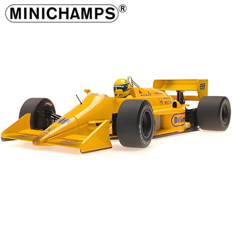 Minichamps 1/43 1987 lotus honda 99t ayron senna, 1st win monaco gp 1987, dirty version, yellow, , medium-null