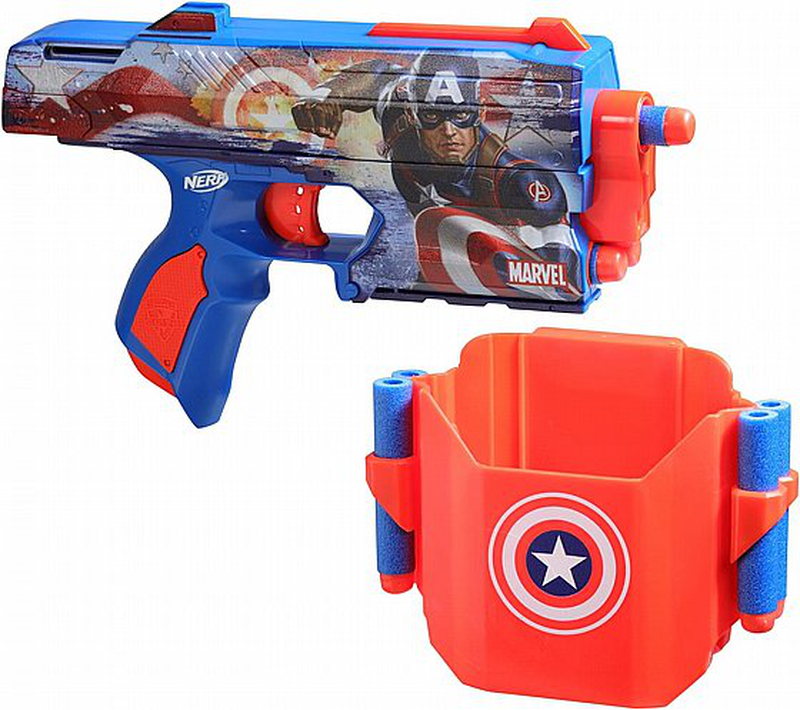 Nerf marvel captain america blaster & 10 darts 8y+, , medium image number null