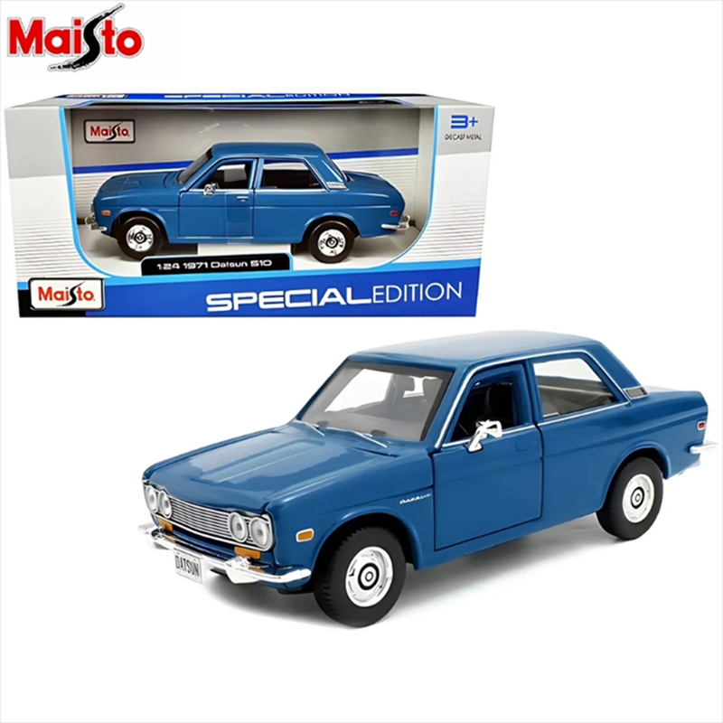 Maisto 1/24 1971 datsun 510, blue, , medium-null
