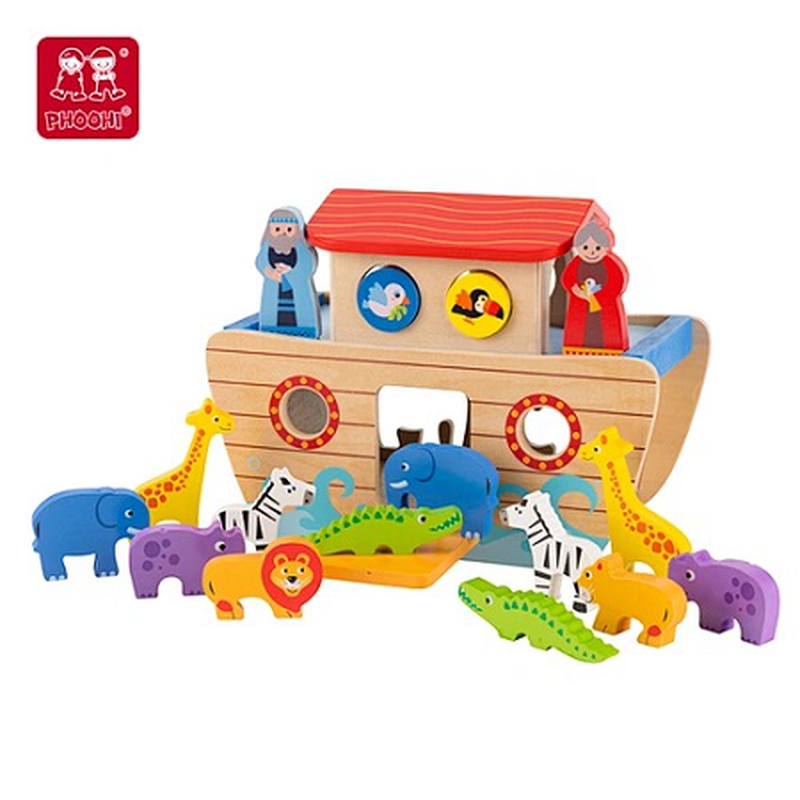 Phoohi wooden noah's ark 18pcs set 24m+, , medium-null