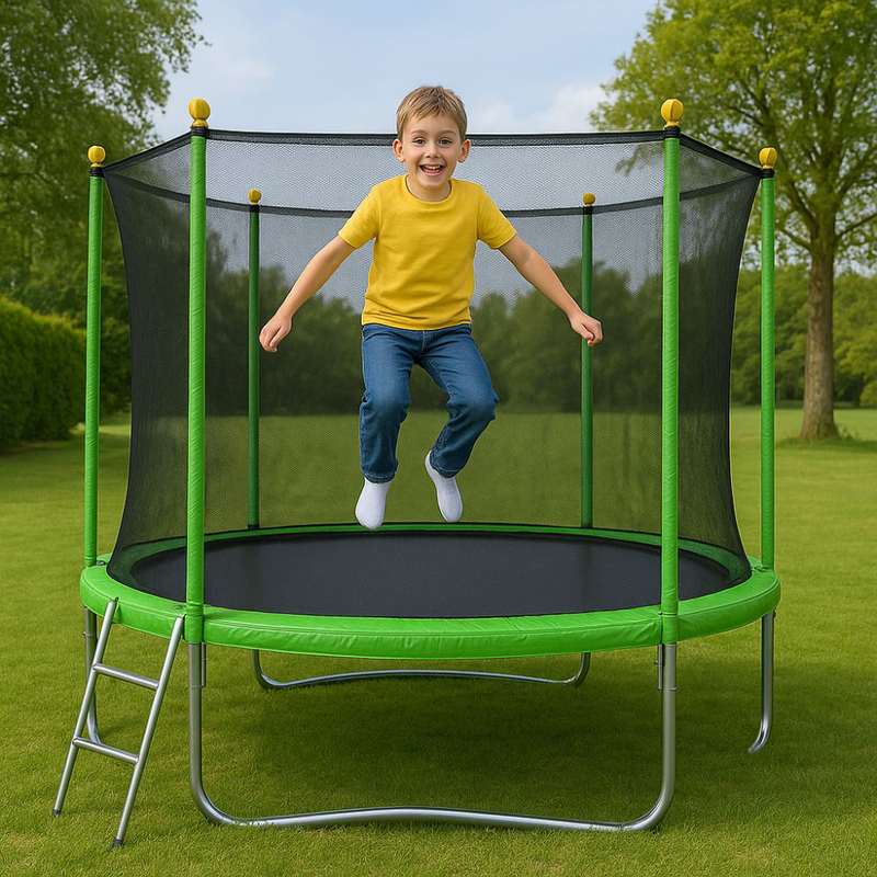 Product image: Ozzy τραμπολίνο παιδικό 8ft με δίχτυ ασφαλείας, σκάλα & αντοχή έως 100kg για ηλικίες 6+ ετών, , medium-null