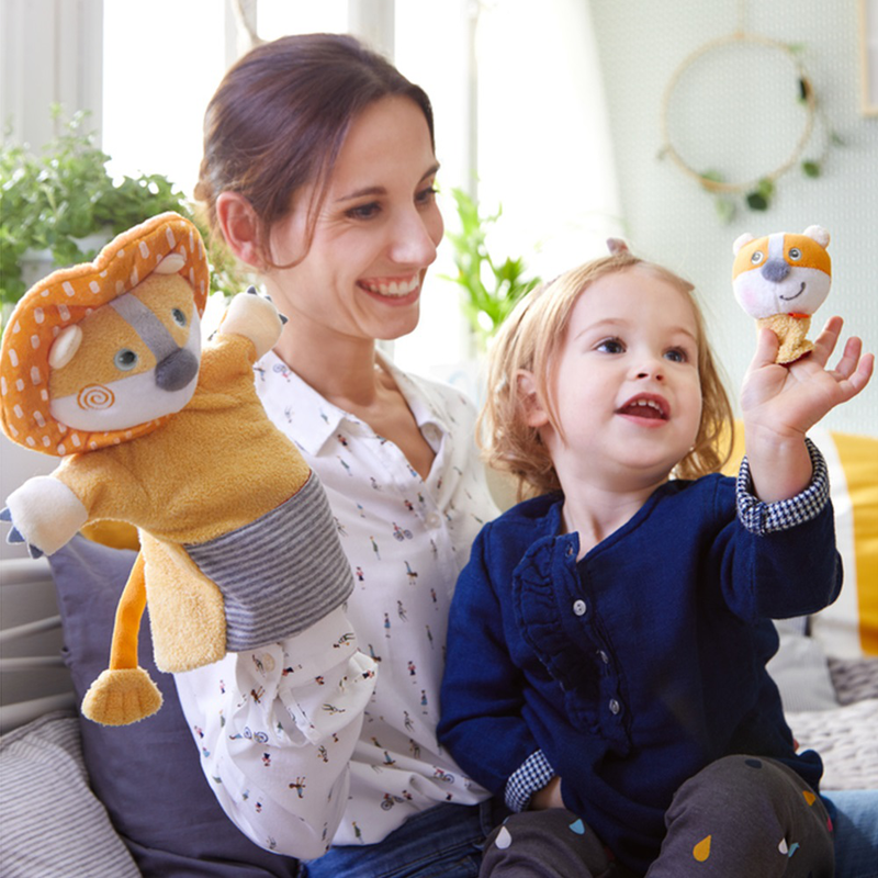 Haba puppet lion with cub, , medium-null