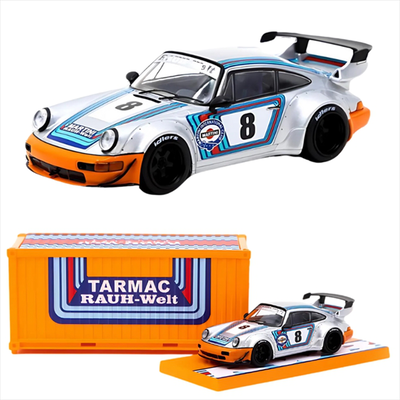 Tarmac 1/64 porsche rwb 964 ichiban boshi, silver/orange