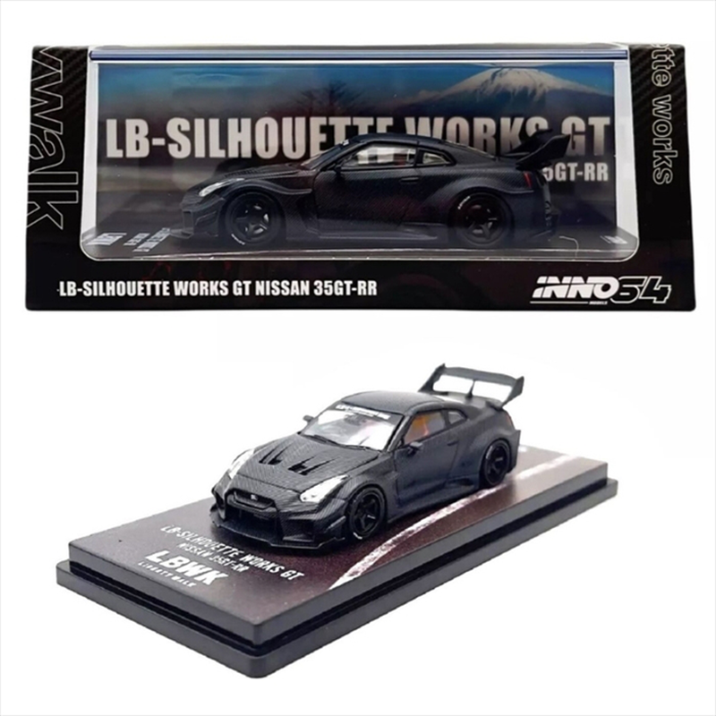 Inno models 1/64 nissan gt-r r35 lbwk lb super silhouette 35gt-rr full carbon, grey, , medium-null