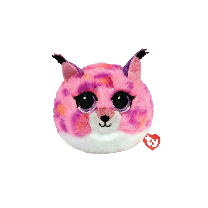 Plush ball beanie bouncers cat pink with white, , medium-null