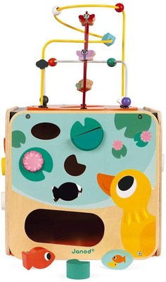 Janod multi-activity wooden looping cube toy, , medium