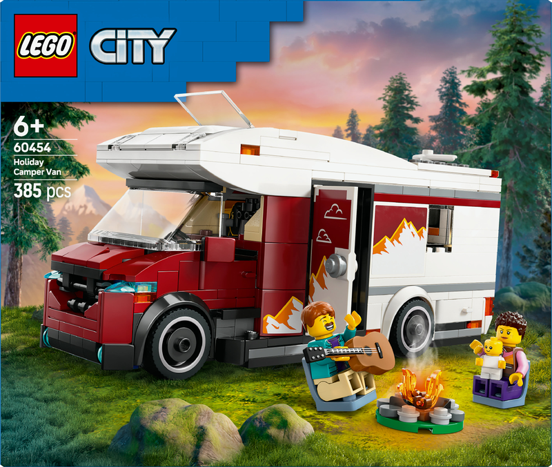 Lego city holiday adventure camper van 60454 for ages 6+ 385pcs, , medium-null