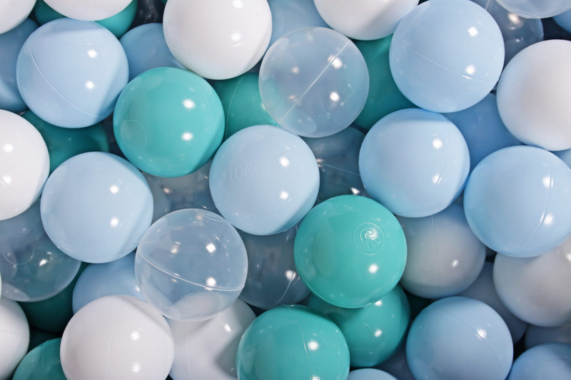 Product image: Meowbaby® foam round ball pit light grey 200 balls baby: turquoise, babyblue, transparent, white, , medium-null