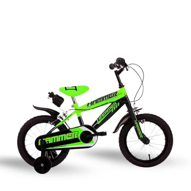 Ποδήλατο hammer με βοηθητικές ρόδες 14″ σε πράσινο/μαύρο χρώμα, 3-5 ετών-null