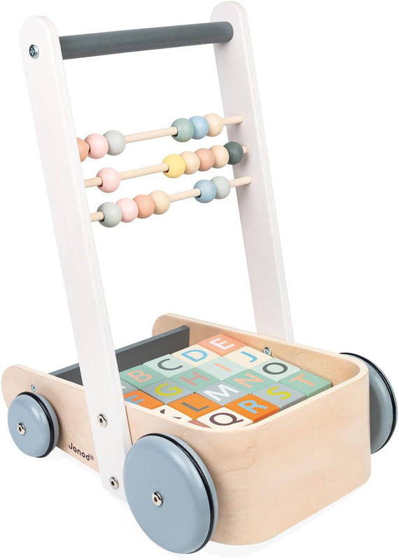 Janod sweet cocoon wooden abc block cart, , medium-null