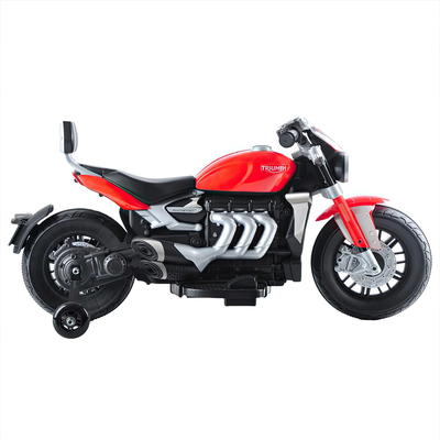 Triumph rocket 3 gt electric 12v battery powered ride-on motorbike with stabilisers - red