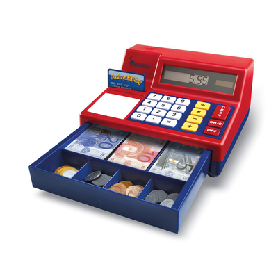 Cash register with real calculator  euro money